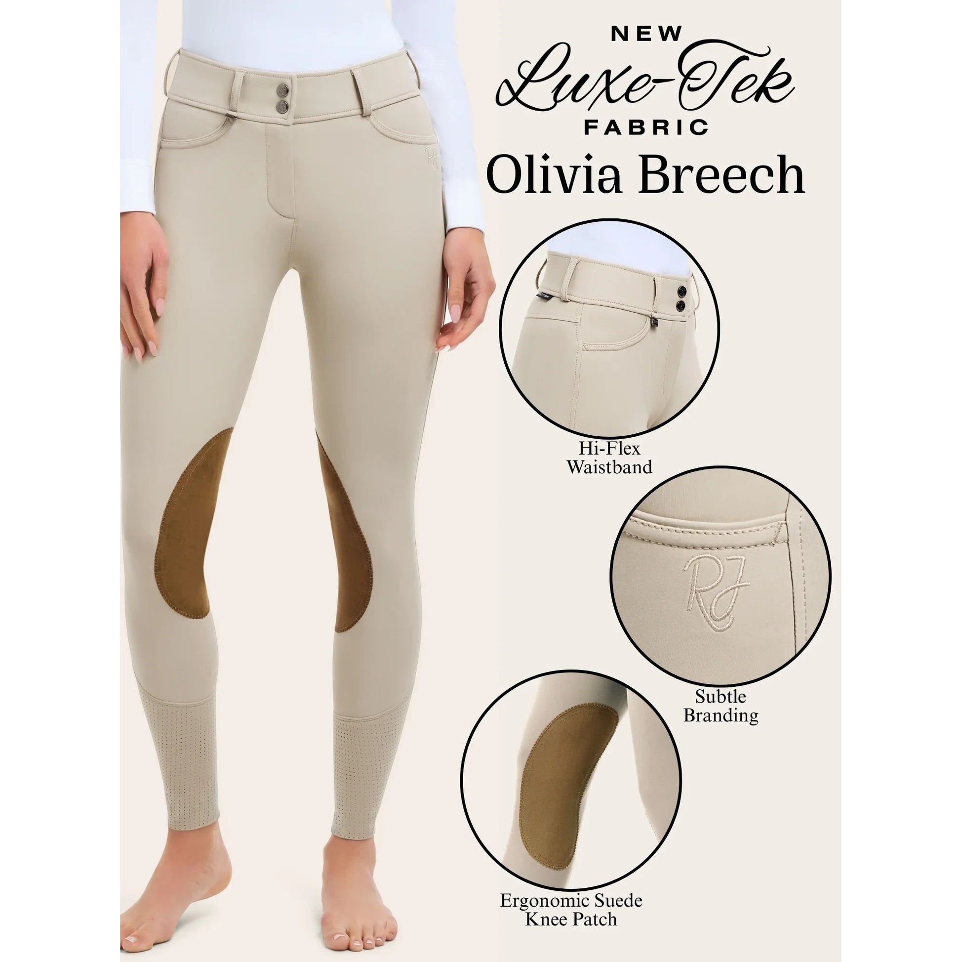 RJ Classics Women's Olivia Luxe-Tek Knee Patch Breeches-4