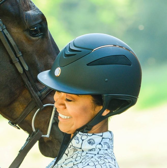 One K Defender Avance Rose Gold Stripe Helmet - Wide Brim Long Oval