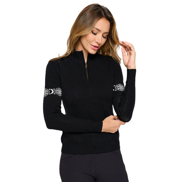 Dancing Equestrian Women's Catching Snowflakes 1/4 Zip Sweater
