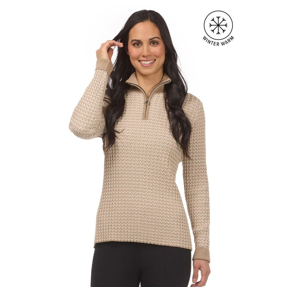 Kerrits Women's Quarter Zip Herringbone Sweater