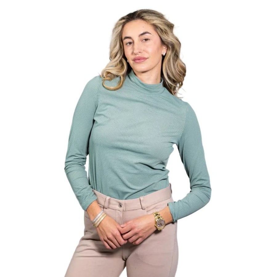 Equisite Women's Alesia Long Sleeve Mock Neck Shirt-2