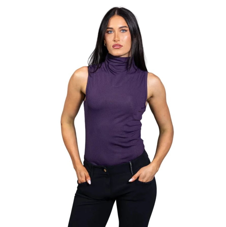 Equisite Women's Blaire Sleeveless Mock Neck Shirt-3