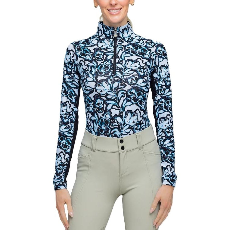 Kastel Women's Blue Magnolia Floral Long Sleeve Sun Shirt-zoom-1