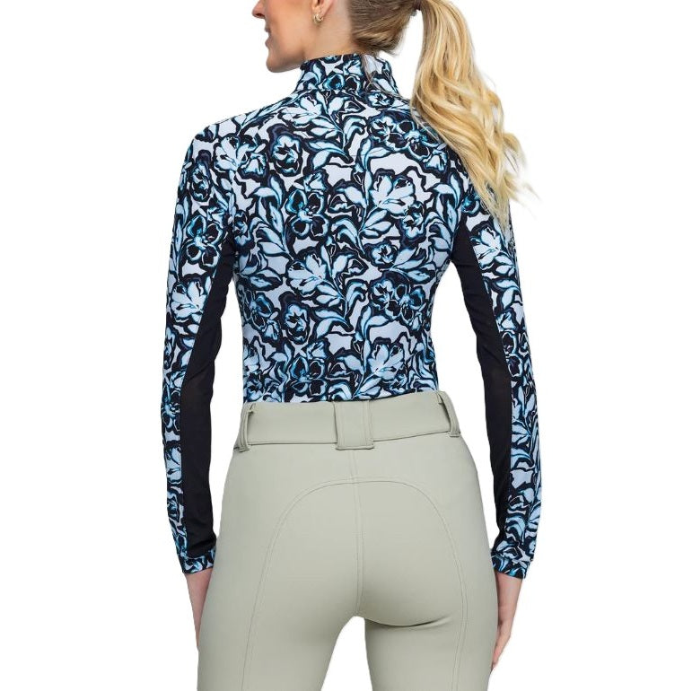 Kastel Women's Blue Magnolia Floral Long Sleeve Sun Shirt-4