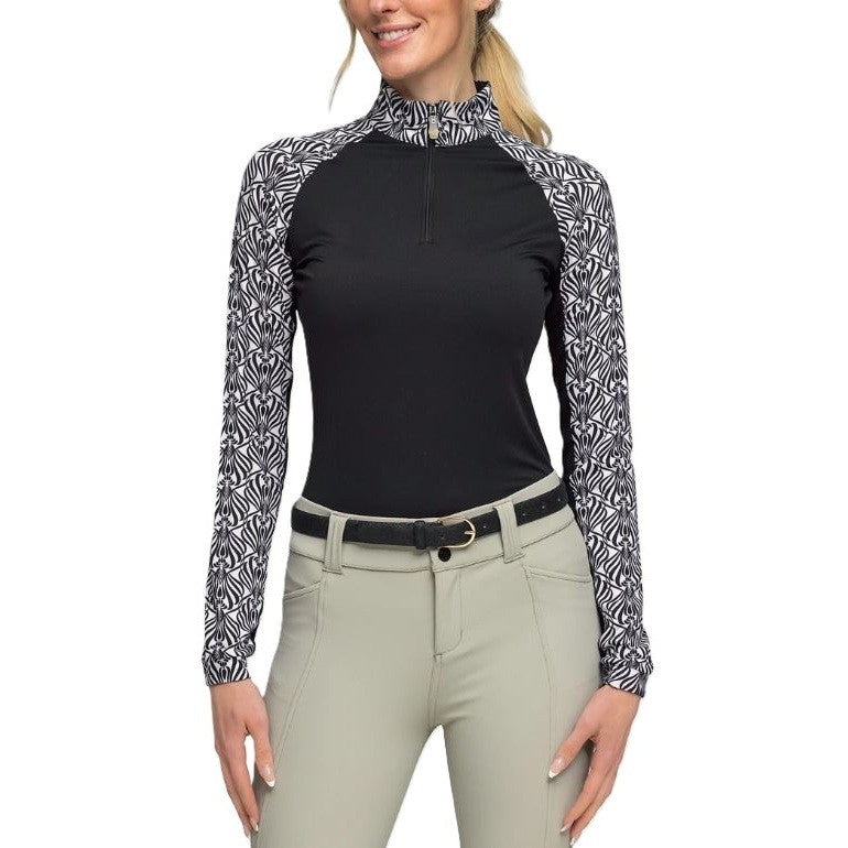 Kastel Women's Black & White Nouveau Raglan Long Sleeve Sun Shirt