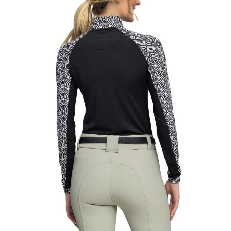 Kastel Women's Black & White Nouveau Raglan Long Sleeve Sun Shirt-4