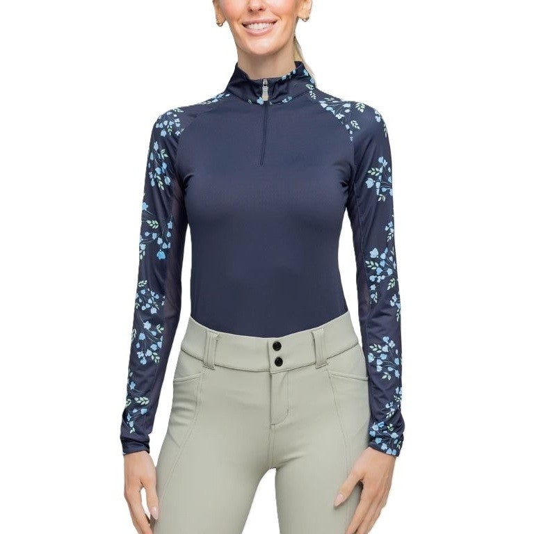 Kastel Women's Navy Rosebud Raglan Long Sleeve Sun Shirt-zoom-1