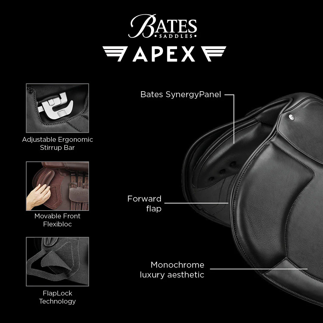 Bates Apex Close Contact Saddle with Luxe Leather - New-zoom-2