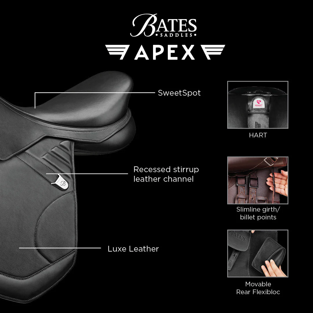 Bates Apex Close Contact Saddle with Luxe Leather - New-3