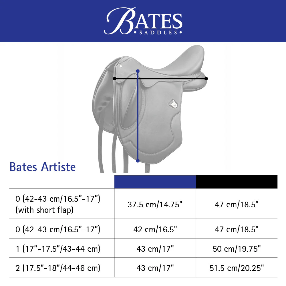 Bates Artiste Dressage Saddle Standard Flap with Luxe Leather - New-2