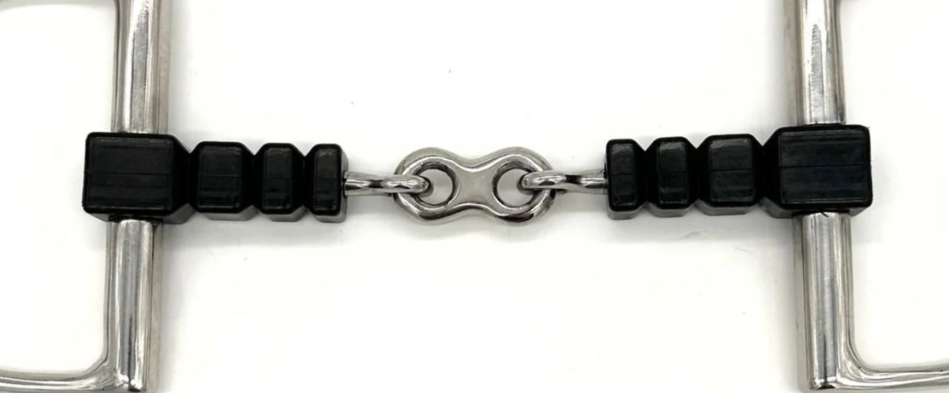 AJR Rubber Block French Link D Ring Snaffle Bit-zoom-3