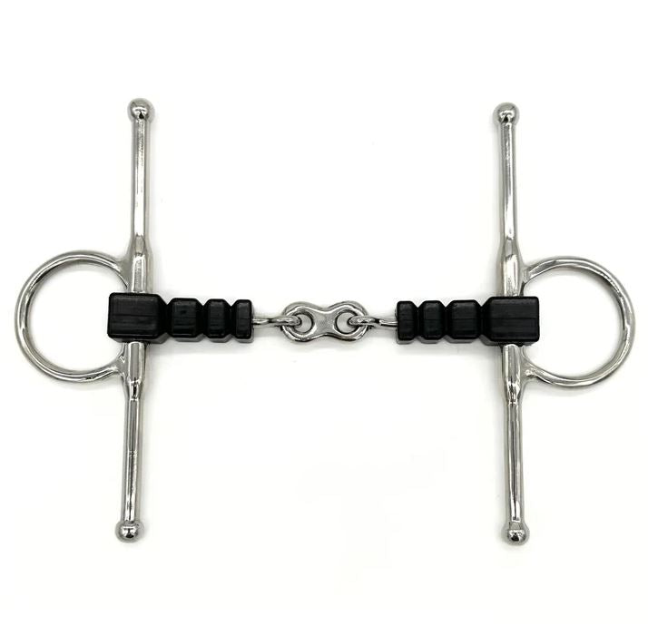 AJR Rubber Block French Link Full Cheek Snaffle Bit