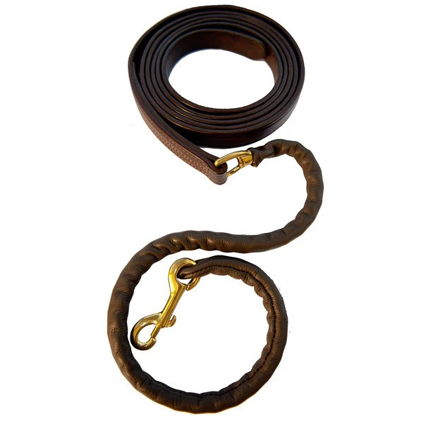 Walsh Leather Covered Chain Lead Rope - Havana