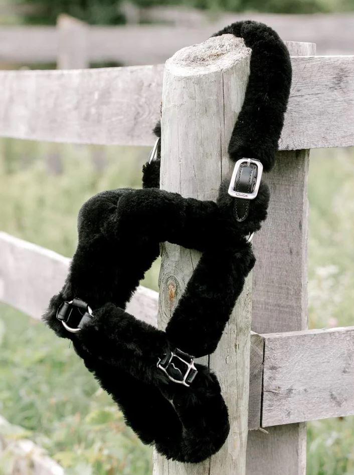 Walsh Deluxe Shipping Halter - Black with Black Sheepskin-zoom-1