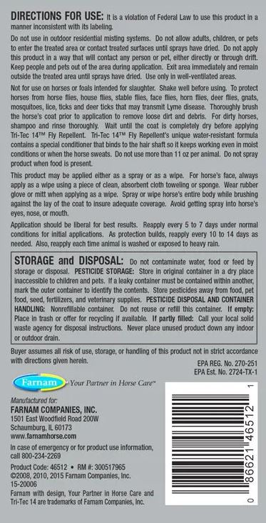 Farnam Tri-Tec 14 Fly Spray Gallon - 128 oz-4