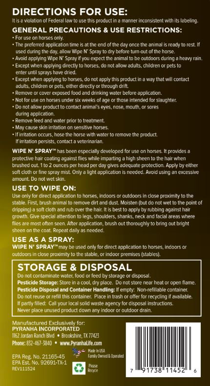 Pyranha Wipe N Spray Fly Spray Quart - 32 oz-4