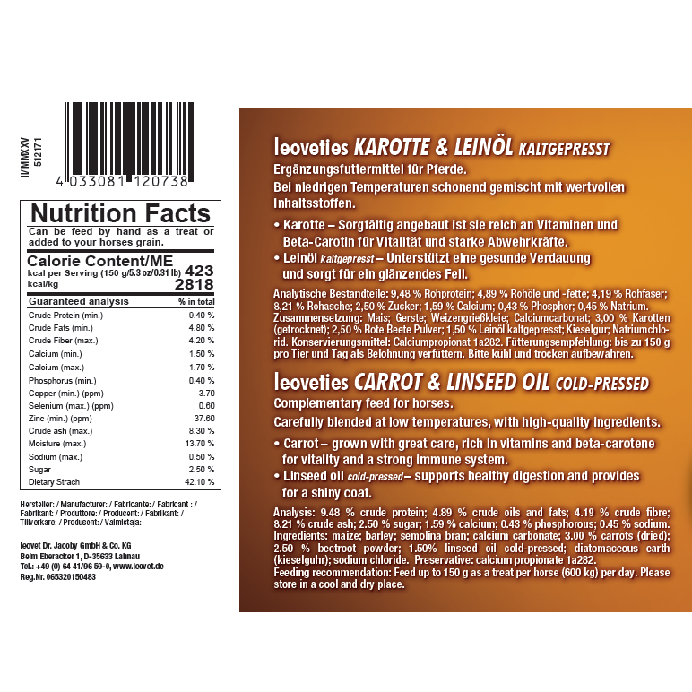 Leoveties Carrot & Linseed Oil Horse Treats - 1 kG-zoom-2