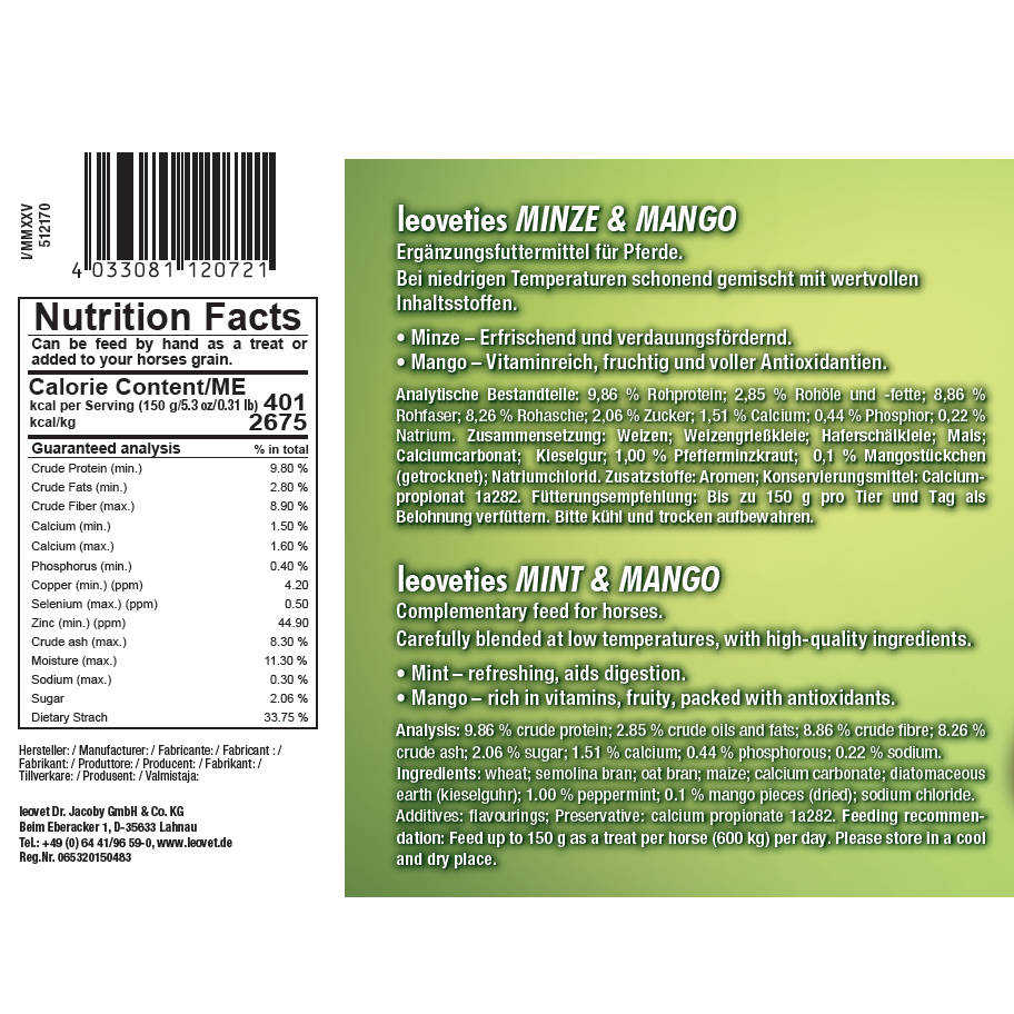 Leoveties Mint & Mango Horse Treats - 1 kg-zoom-2